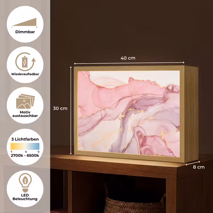Goud - Marmer - Roze Light Box met batterij (Wandlamp) middel -USP_websiteoverzichtDE