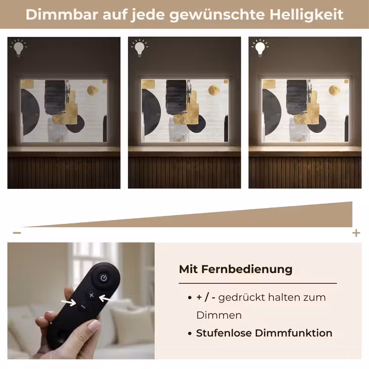 Goud - Rechthoeken - Cirkels - Abstract Light Box met batterij (Wandlamp) middel -USP_dimbaarDE