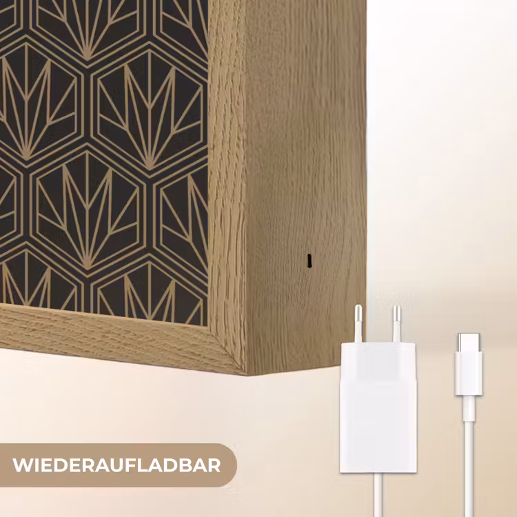 Goud - Zwart - Lijnen Light Box met batterij (Wandlamp) middel 907 -USP_websiteoplaadbaarDE