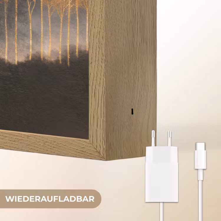 Gouden Bomen in Mistig Landschap Light Box met batterij (Wandlamp) middel -USP_websiteoplaadbaarDE