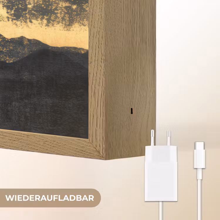 Gouden Bergen bij Maanlicht Light Box met batterij (Wandlamp) middel -USP_websiteoplaadbaarDE