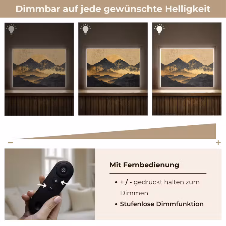 Gouden Bergen bij Maanlicht Light Box met batterij (Wandlamp) middel -USP_dimbaarDE