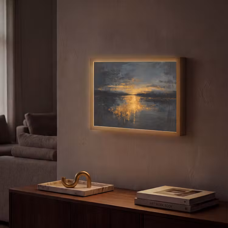 Gouden Reflectie op Water Light Box met batterij (Wandlamp) middel -sfeer1