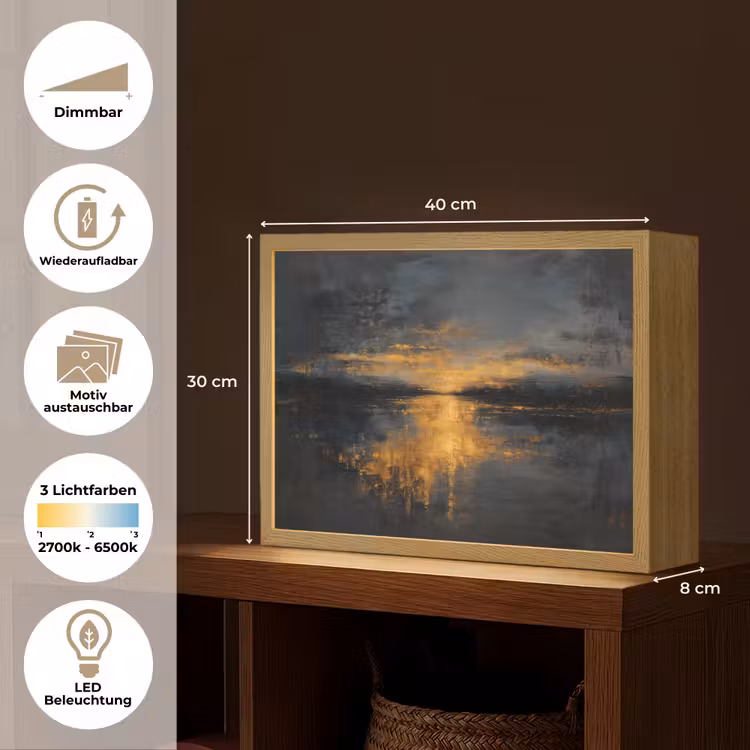 Gouden Reflectie op Water Light Box met batterij (Wandlamp) middel -USP_websiteoverzichtDE