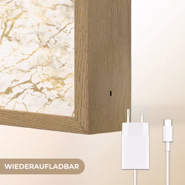 Goudspatten - Wit - Marmer Light Box met batterij (Wandlamp) middel 907 -USP_websiteoplaadbaarDE