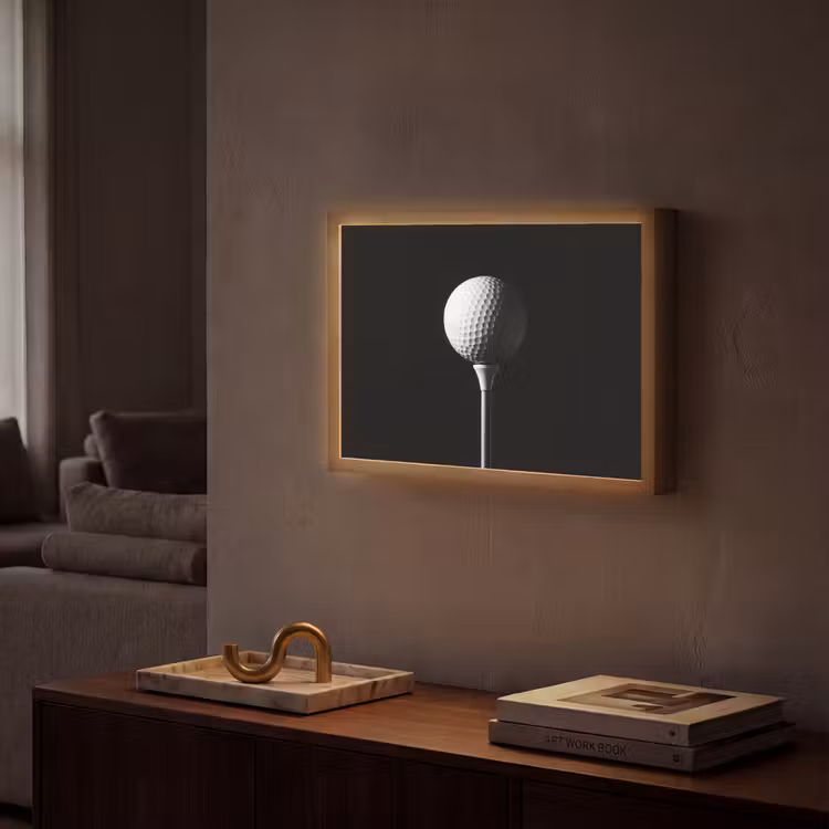 Golfbal - Minimalistisch - Wit Light Box met batterij (Wandlamp) middel -sfeer1