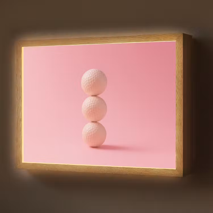 Golfballen - Roze - Drie Light Box met batterij (Wandlamp) middel -z3d_website