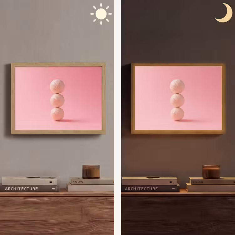 Golfballen - Roze - Drie Light Box met batterij (Wandlamp) middel -sfeer3