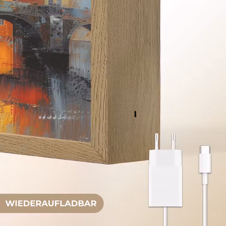 Gracht - Huizen - Kunst - Art Light Box met batterij (Wandlamp) middel -USP_websiteoplaadbaarDE