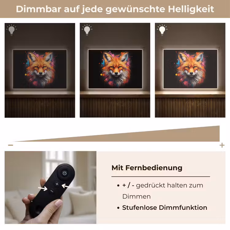 Graffiti - Vos - Zwart - Pop art Light Box met batterij (Wandlamp) middel -USP_dimbaarDE