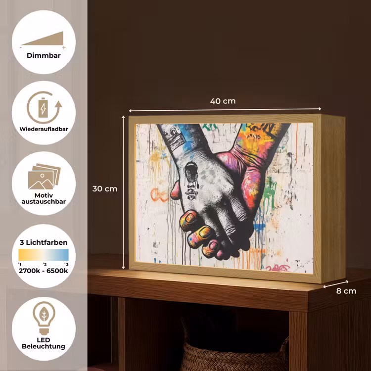 Graffiti - Handen - Vintage - Street art Light Box met batterij (Wandlamp) middel -USP_websiteoverzichtDE