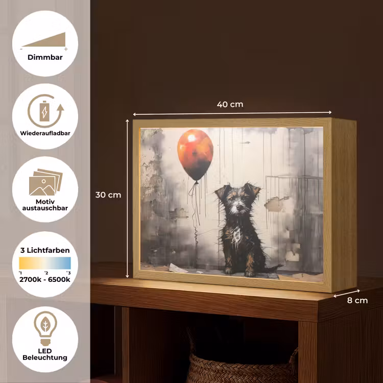 Graffiti - Hond - Ballon - Dieren Light Box met batterij (Wandlamp) middel -USP_websiteoverzichtDE