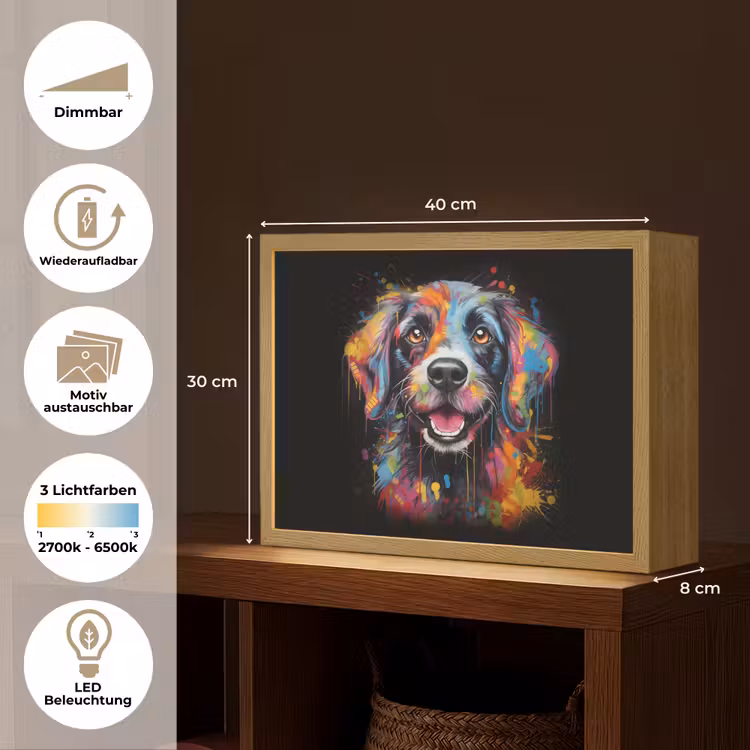 Graffiti - Hond - Zwart - Kleuren Light Box met batterij (Wandlamp) middel -USP_websiteoverzichtDE