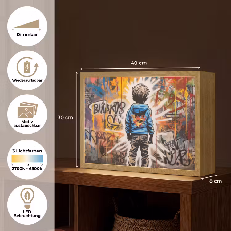 Graffiti - Jongen - Kleuren - Street Art Light Box met batterij (Wandlamp) middel -USP_websiteoverzichtDE