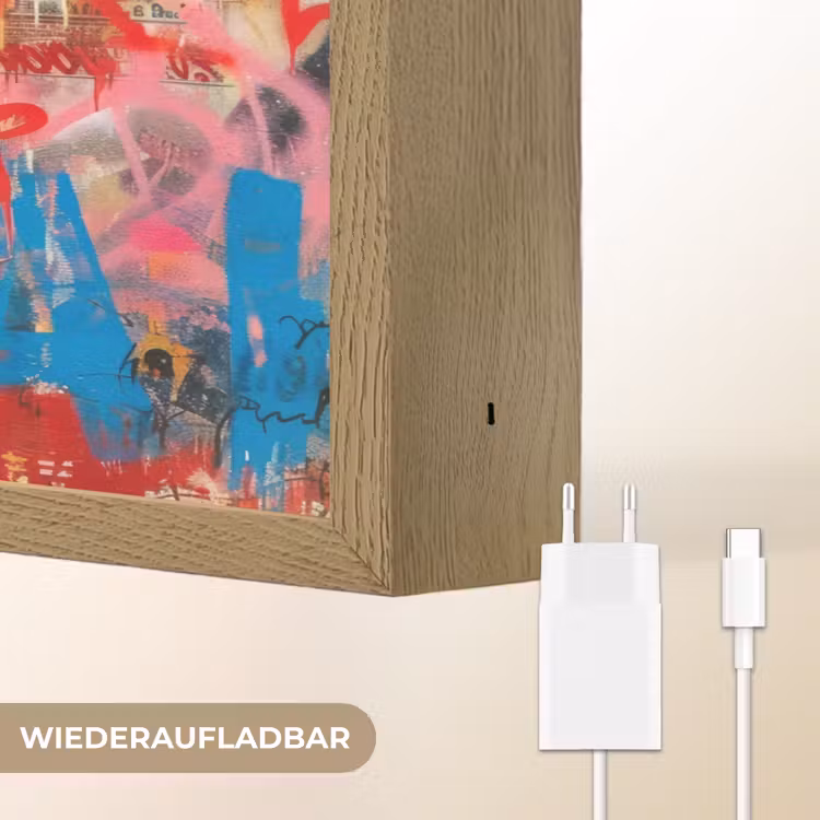 Graffiti - Jongen - Street art - Kleuren Light Box met batterij (Wandlamp) middel -USP_websiteoplaadbaarDE