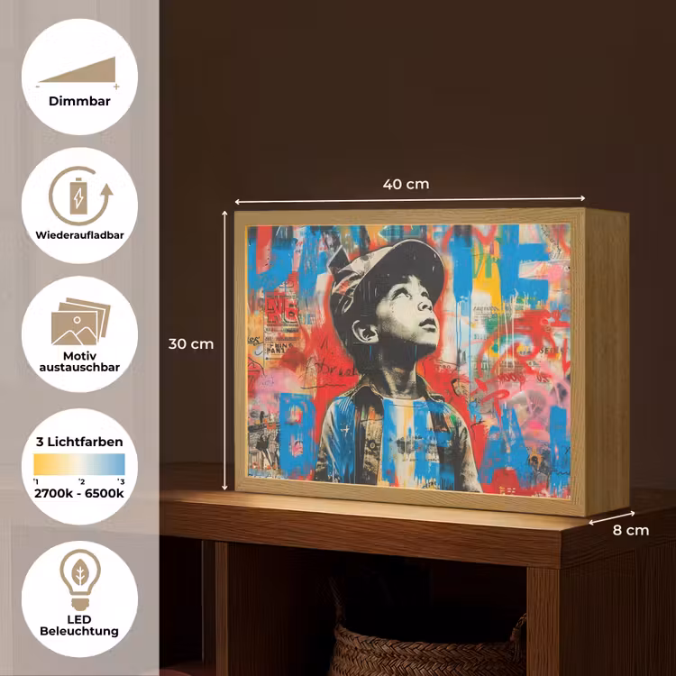 Graffiti - Jongen - Street art - Kleuren Light Box met batterij (Wandlamp) middel -USP_websiteoverzichtDE