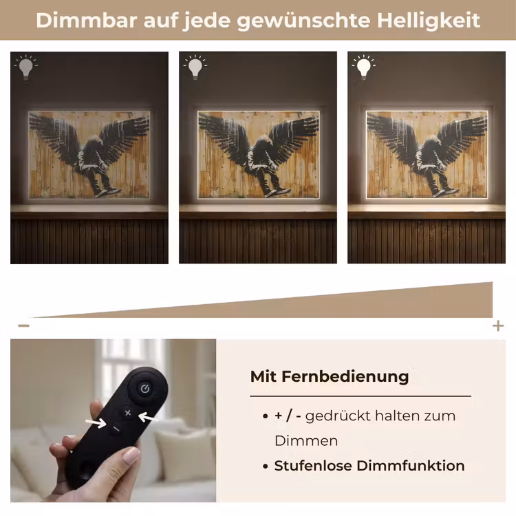 Graffiti - Kunst - Vleugels - Street art - Banksy Style Light Box met batterij (Wandlamp) middel -USP_dimbaarDE