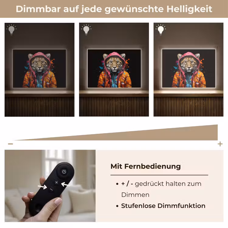 Graffiti - Luipaard - Zwart - Jas Light Box met batterij (Wandlamp) middel -USP_dimbaarDE