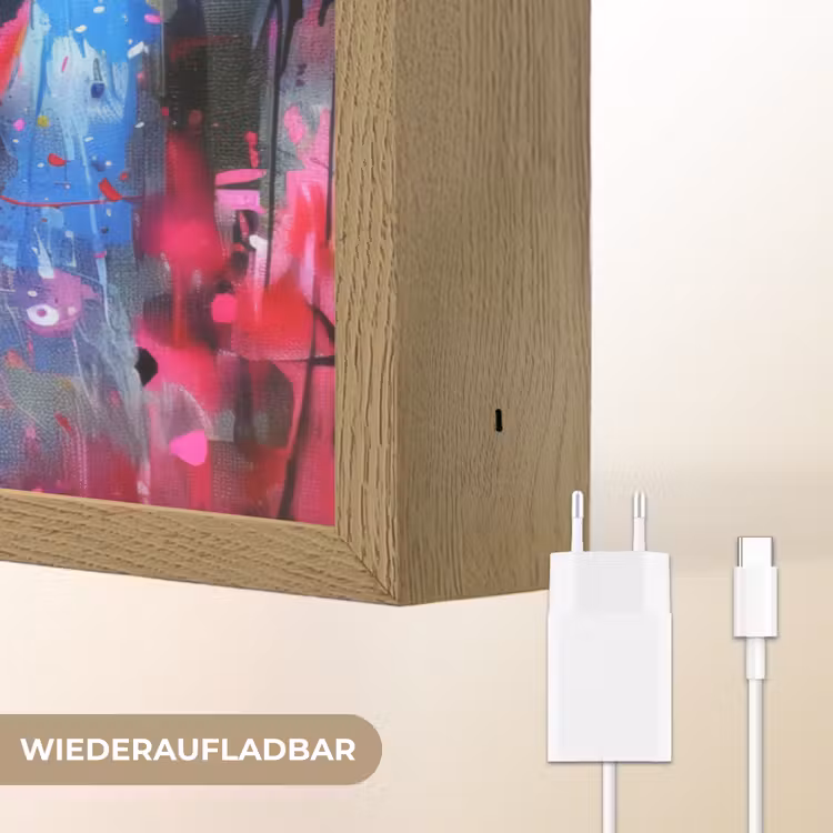 Graffiti - Lippen - Felroze - Geschilderd Light Box met batterij (Wandlamp) middel -USP_websiteoplaadbaarDE