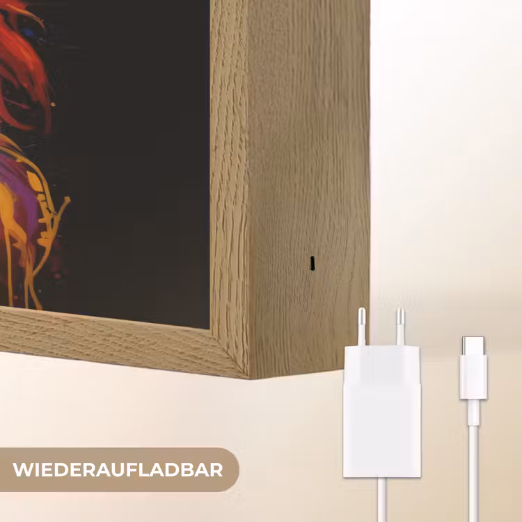 Graffiti - Leeuw - Bril - Zwart - Kleurrijk Light Box met batterij (Wandlamp) middel -USP_websiteoplaadbaarDE