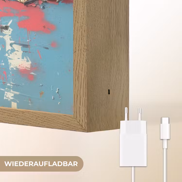 Graffiti - Meisje - Ballon - Roze - Blauw - Street art Light Box met batterij (Wandlamp) middel -USP_websiteoplaadbaarDE