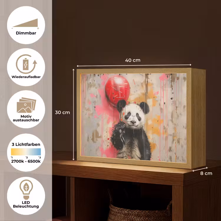 Graffiti - Panda - Ballon - Street art - Dier Light Box met batterij (Wandlamp) middel -USP_websiteoverzichtDE