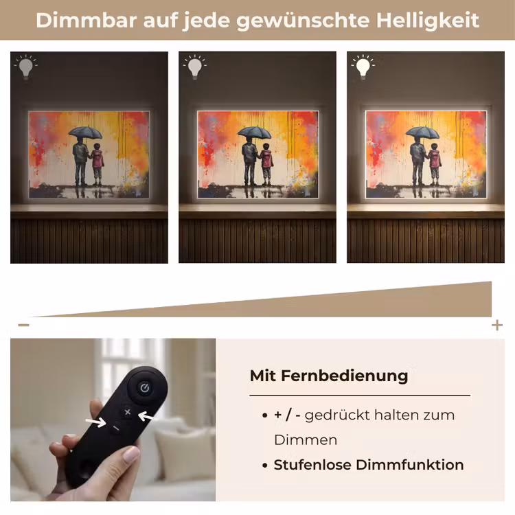 Graffiti - Paraplu - Mensen - Kleuren - Kunst Light Box met batterij (Wandlamp) middel -USP_dimbaarDE