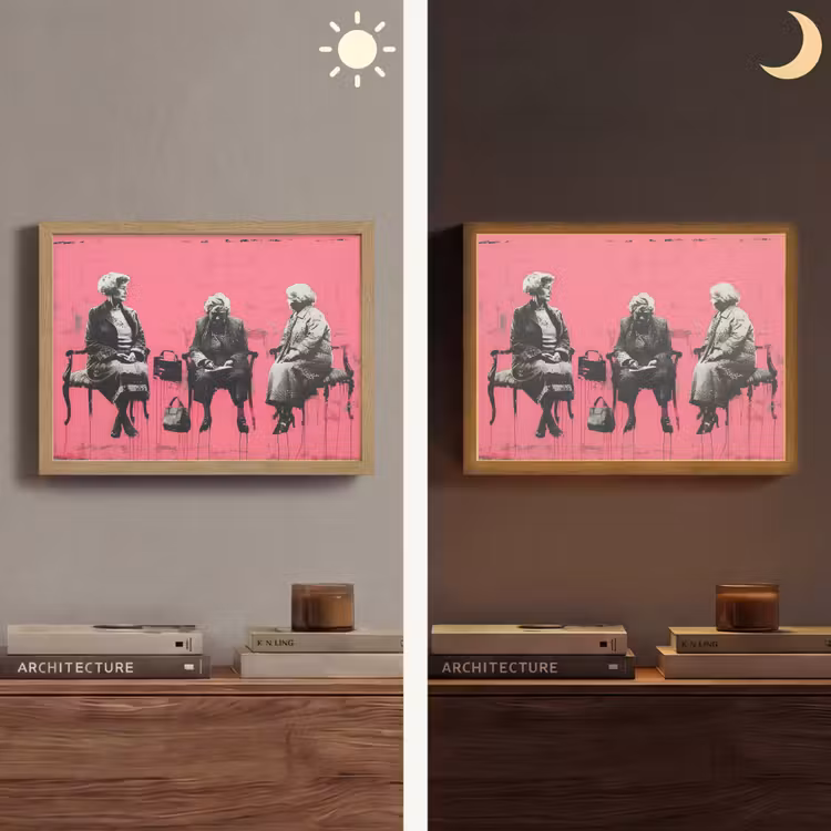 Graffiti - Roze - Street art - Vrouwen Light Box met batterij (Wandlamp) middel -sfeer3