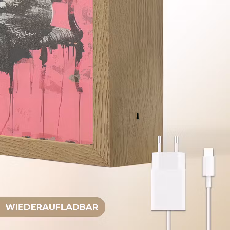 Graffiti - Roze - Street art - Vrouwen Light Box met batterij (Wandlamp) middel -USP_websiteoplaadbaarDE
