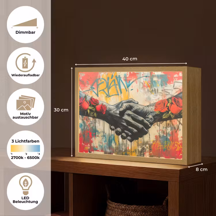 Graffiti - Rozen - Handen - Street art Light Box met batterij (Wandlamp) middel -USP_websiteoverzichtDE
