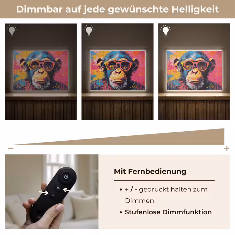 Graffiti - Chimpansee - Aap - Bril - Kleurrijk Light Box met batterij (Wandlamp) middel -USP_dimbaarDE