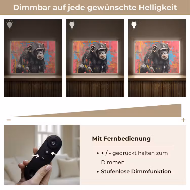 Graffiti - Chimpansee - Aap - Dieren - Street art Light Box met batterij (Wandlamp) middel -USP_dimbaarDE
