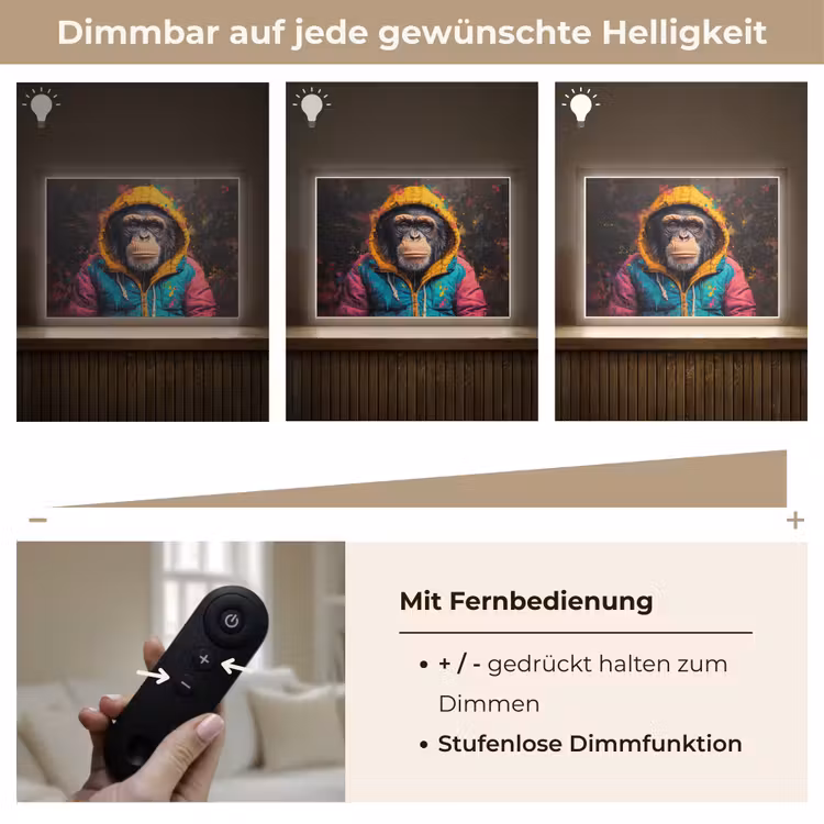 Graffiti - Chimpansee - Jas - Aap - Verf Light Box met batterij (Wandlamp) middel -USP_dimbaarDE
