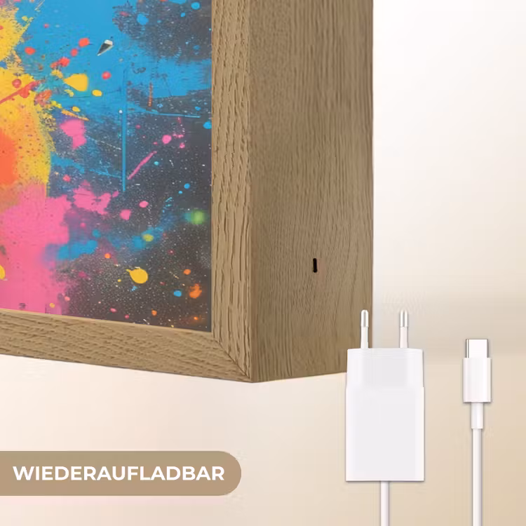 Graffiti - Schotse hooglander - Koe - Kleurrijk Light Box met batterij (Wandlamp) middel -USP_websiteoplaadbaarDE