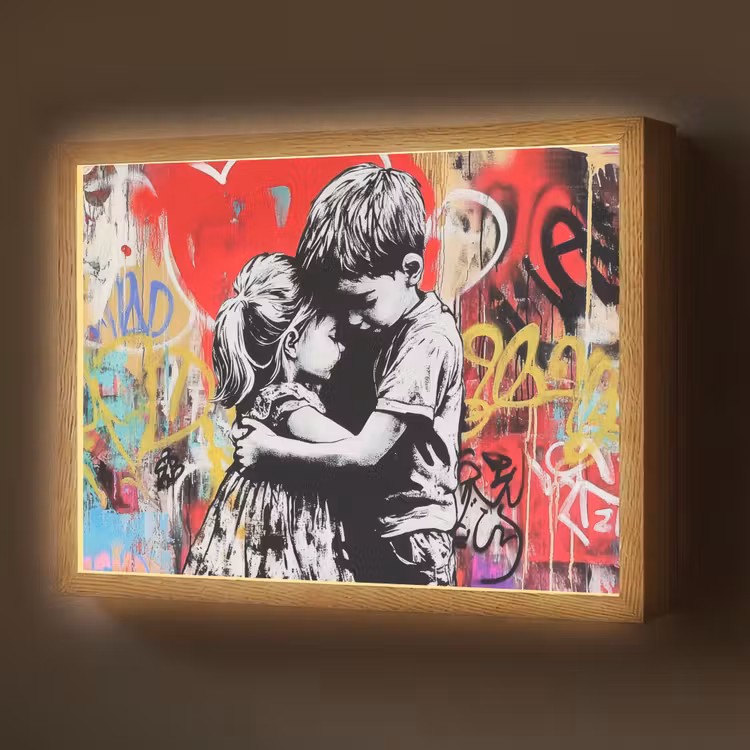 Graffiti - Zwart wit - Street art Light Box met batterij (Wandlamp) middel -z3d_website