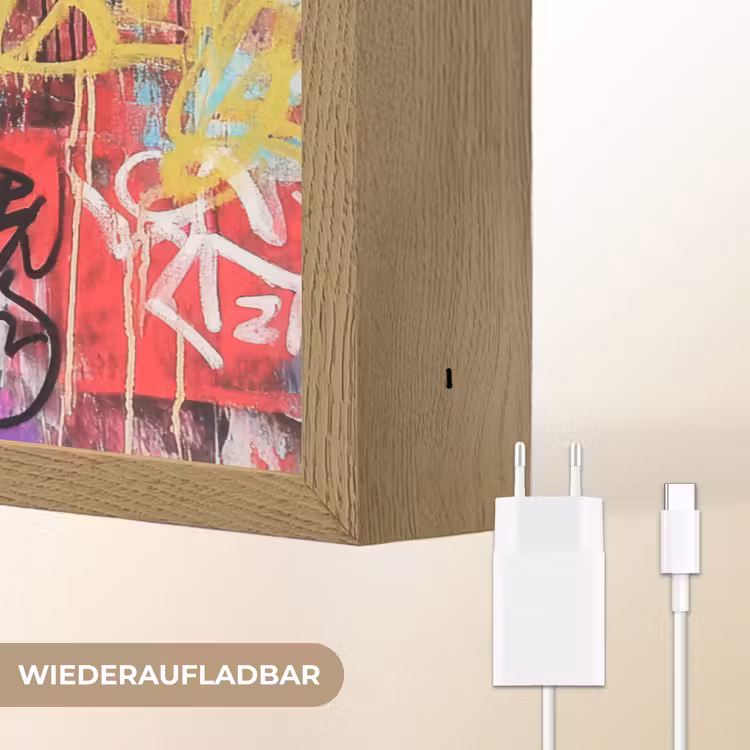 Graffiti - Zwart wit - Street art Light Box met batterij (Wandlamp) middel -USP_websiteoplaadbaarDE