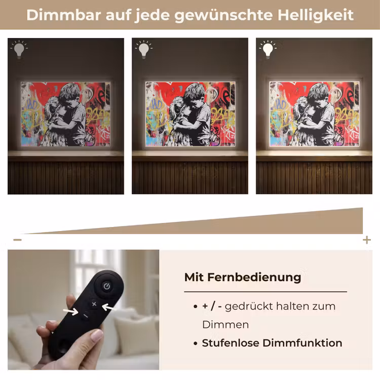 Graffiti - Zwart wit - Street art Light Box met batterij (Wandlamp) middel -USP_dimbaarDE