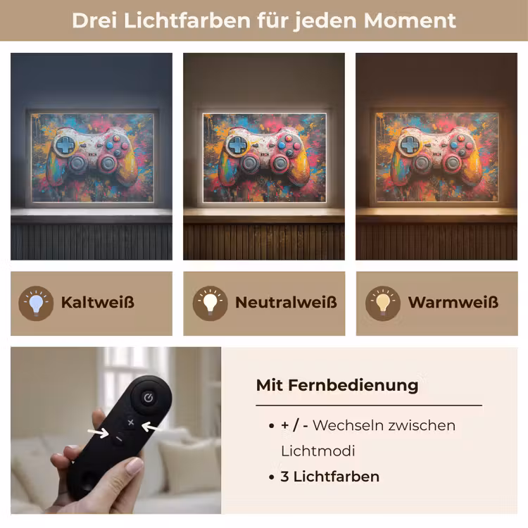 Graffiti - Gaming - Controller - Verf Light Box met batterij (Wandlamp) middel -USP_lichtkleurDE