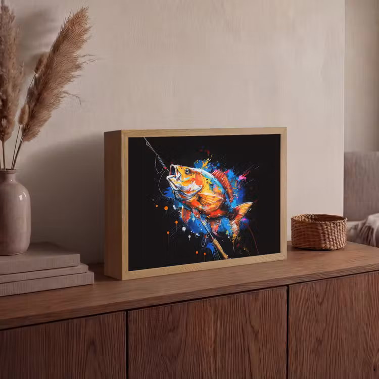 Graffiti - Sport - Vissen - Vis - Hengel Light Box met batterij (Wandlamp) middel -sfeer2