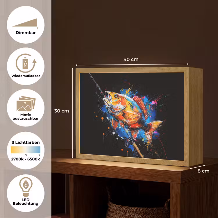 Graffiti - Sport - Vissen - Vis - Hengel Light Box met batterij (Wandlamp) middel -USP_websiteoverzichtDE