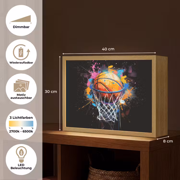 Graffiti - Sport - Basketbal - Basket Light Box met batterij (Wandlamp) middel -USP_websiteoverzichtDE