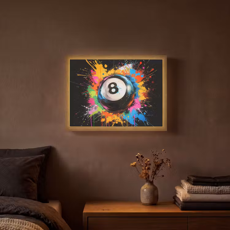Graffiti - Sport - Pool bal - Biljart Light Box met batterij (Wandlamp) middel -sfeer4