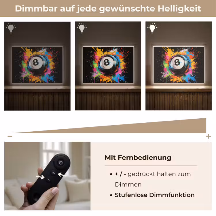 Graffiti - Sport - Pool bal - Biljart Light Box met batterij (Wandlamp) middel -USP_dimbaarDE
