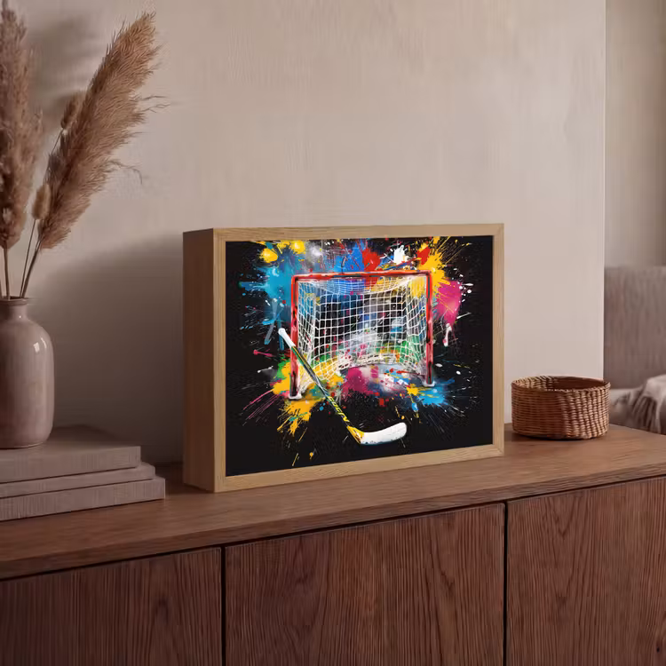 Graffiti - Sport - IJshockey - Hockey goal Light Box met batterij (Wandlamp) middel -sfeer2