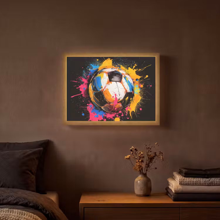 Graffiti - Sport - Voetbal - Verf - Bal Light Box met batterij (Wandlamp) middel -sfeer4