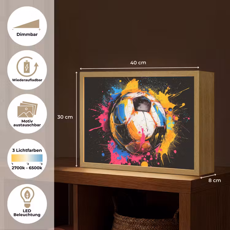 Graffiti - Sport - Voetbal - Verf - Bal Light Box met batterij (Wandlamp) middel -USP_websiteoverzichtDE
