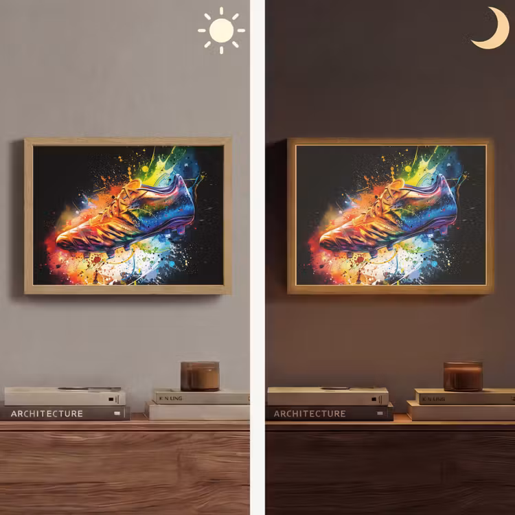 Graffiti - Sport - Voetbal - Schoen - Verf Light Box met batterij (Wandlamp) middel -sfeer3