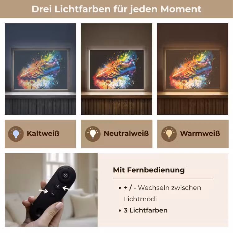 Graffiti - Sport - Voetbal - Schoen - Verf Light Box met batterij (Wandlamp) middel -USP_lichtkleurDE