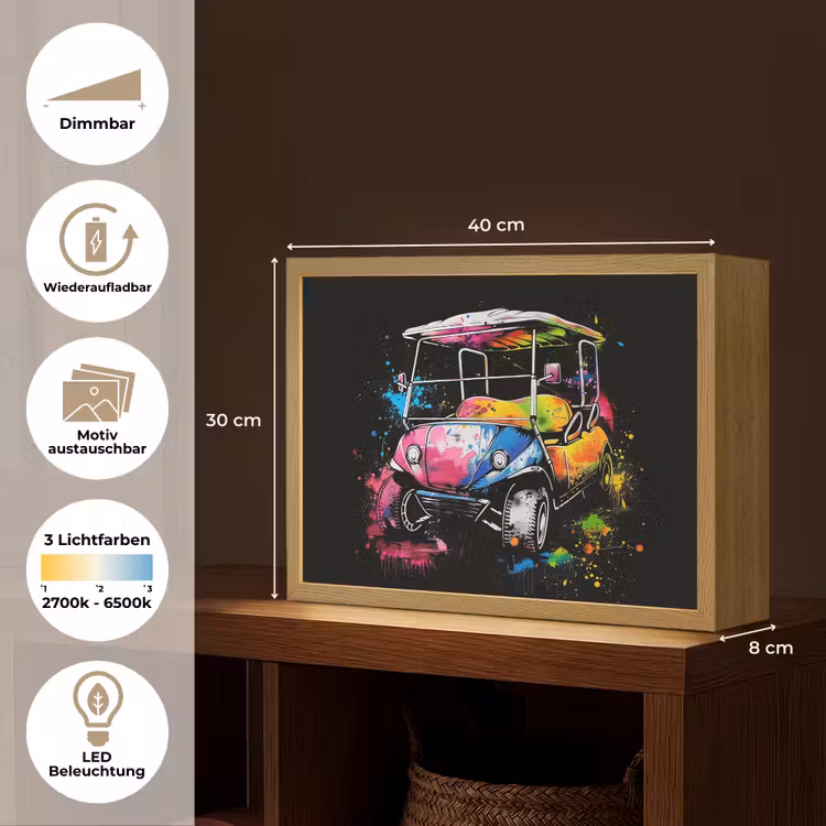 Graffiti - Sport - Golf - Golfkar Light Box met batterij (Wandlamp) middel -USP_websiteoverzichtDE