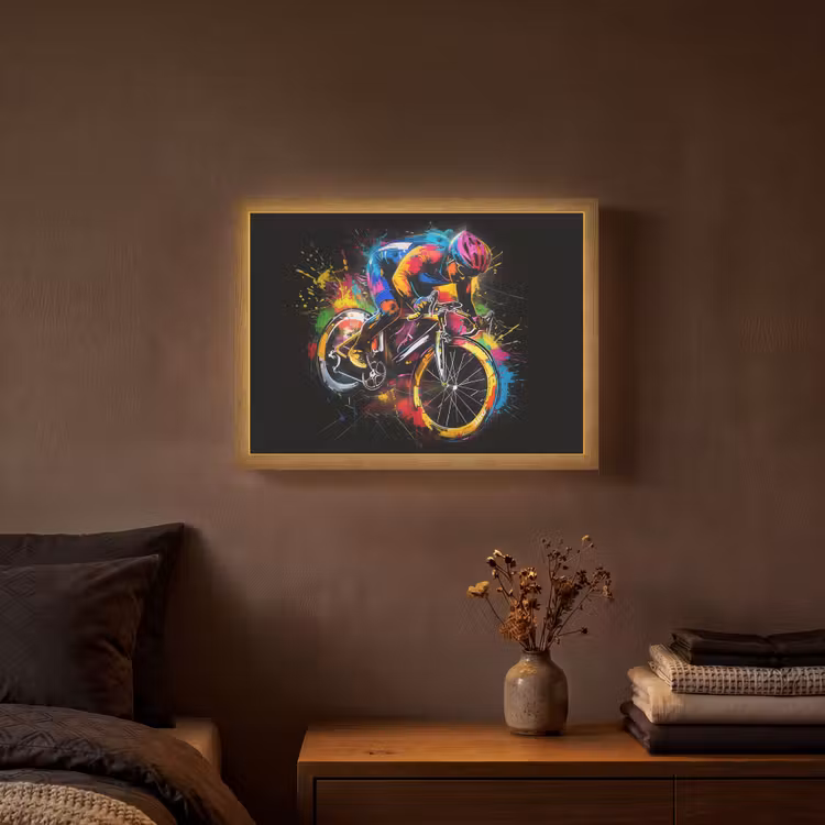 Graffiti - Sport - Wielrennen - Fiets Light Box met batterij (Wandlamp) middel -sfeer4